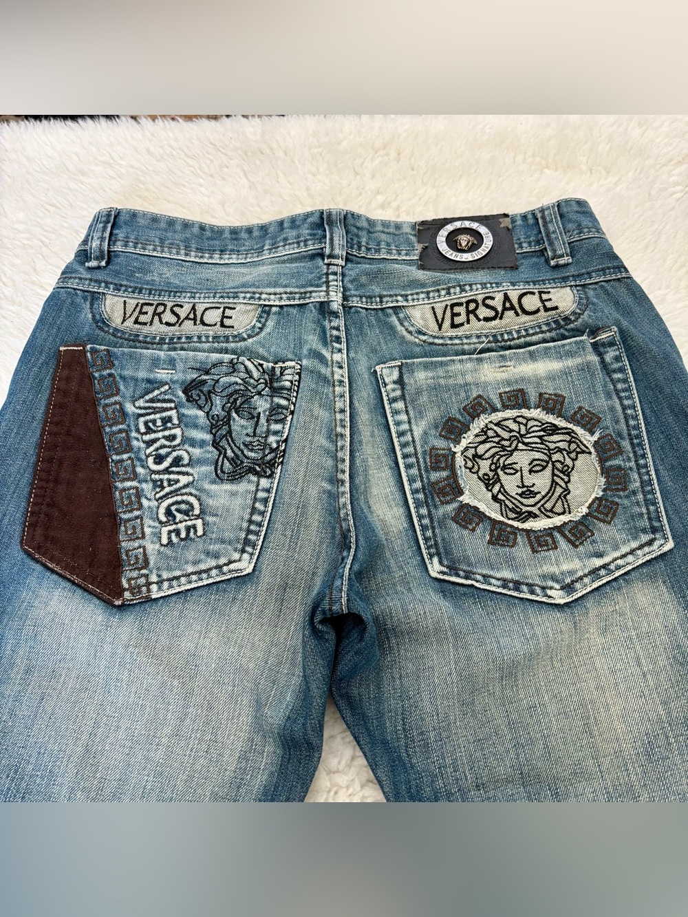 Versace Logo Embroidered Mens Jeans size 34